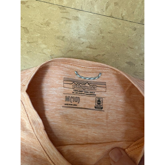 Patagonia Kids Long Sleeve “Live Simply” Graphic Tee – Peach/Coral size 10 - Picture 3 of 5